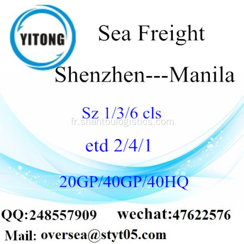 Fret maritime Port de Shenzhen expédition à Manille